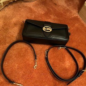 Coach New 5493 Georgie Peacock Black Leather Mix Crossbody Shoulder Bag